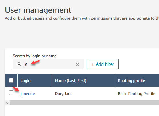 Zone de recherche sur la page Gestion des utilisateurs.