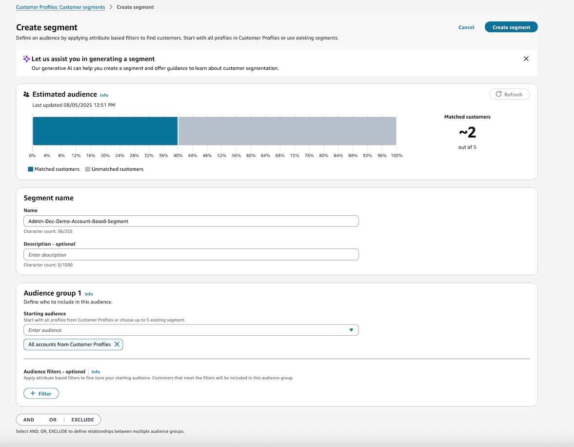 Filtre tous les profils basés sur le compte (ProfileType=ACCOUNT_PROFILE).