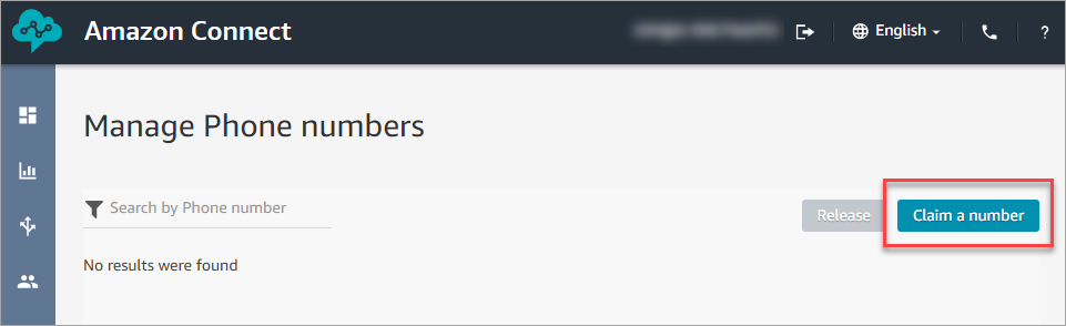 Page Gérer les numéros de téléphone, bouton Demander un numéro.