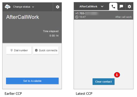 Travail après contact terminé dans l'ancienne version du CCP, puis dans la dernière version du CCP.