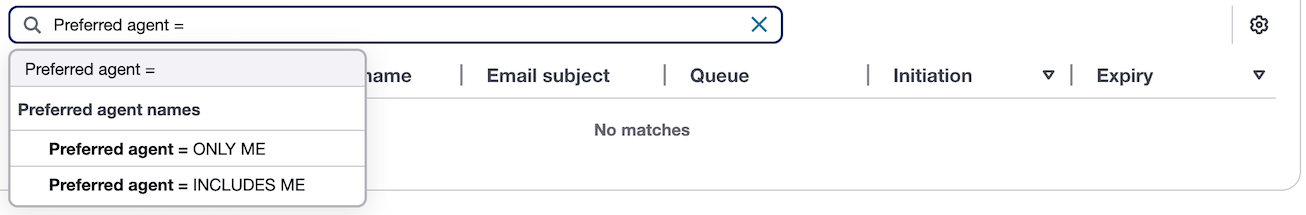 Filtrez les options pour les agents avec « M’attribuer » pour mon autorisation de contact.
