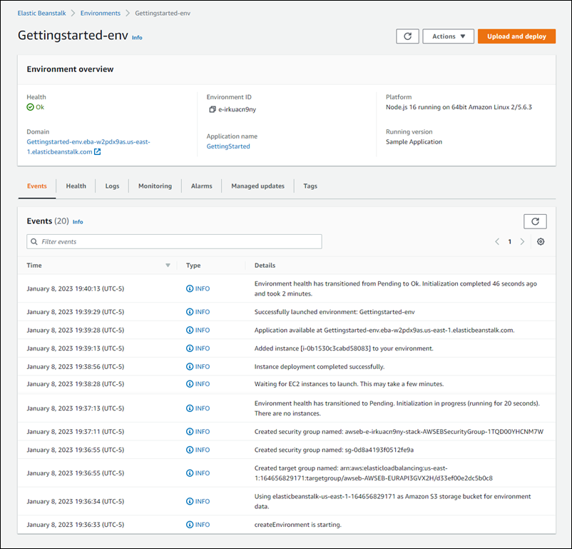 Panneau de présentation de l'environnement.