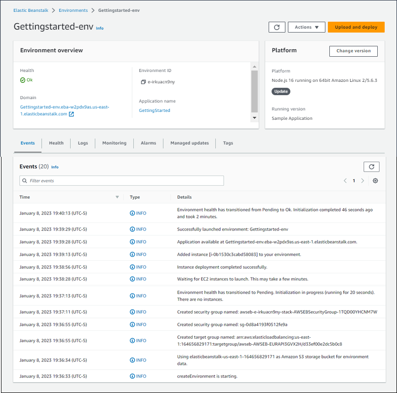 Panneau de présentation de l'environnement.