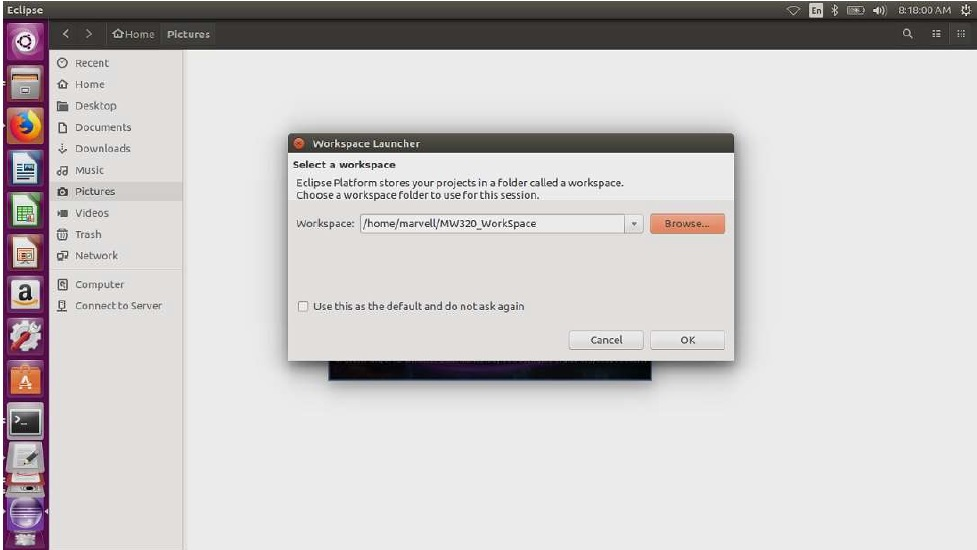 Sélection de l'espace de travail Eclipse