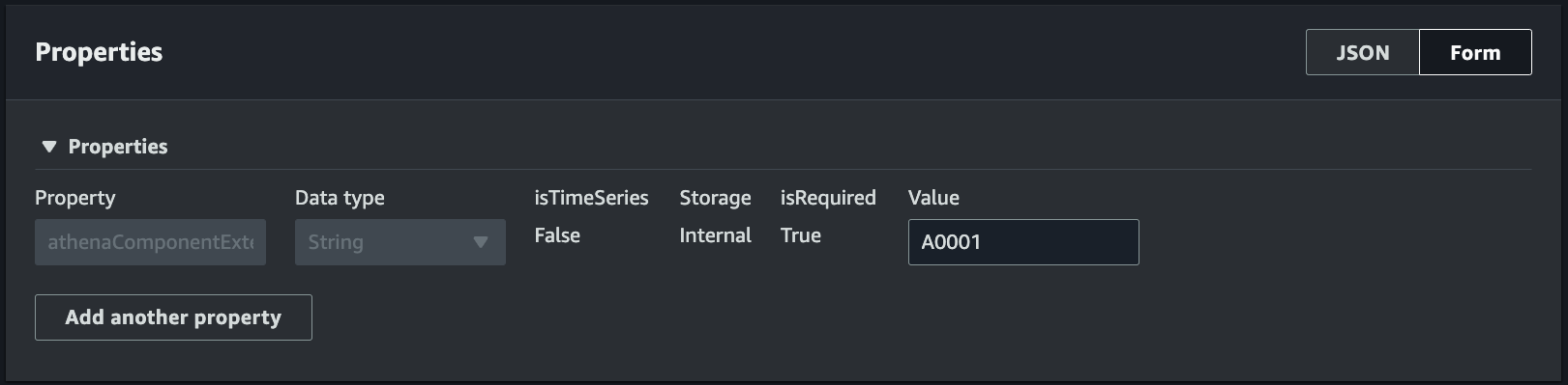 La page de console Propriétés permet d'ajouter les propriétés du composant.