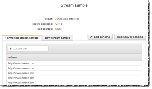 Capture d'écran de la console montrant le schéma intégré à l'application avec la liste des URLs dans la colonne de référence.