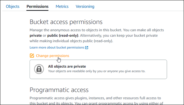 Le bouton Modifier les autorisations.