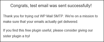 Confirmation de réception de l’e-mail de test.