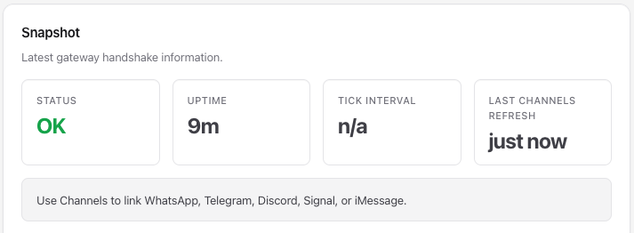 Votre navigateur est correctement connecté à la OpenClaw passerelle.