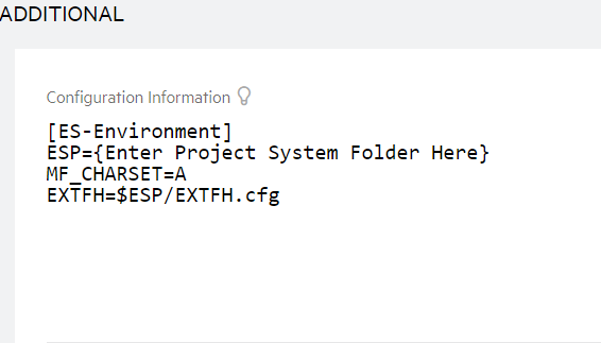 La section de configuration avec la variable ESP affichée.