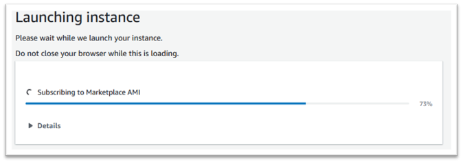 Message de progression de l'instance de lancement.