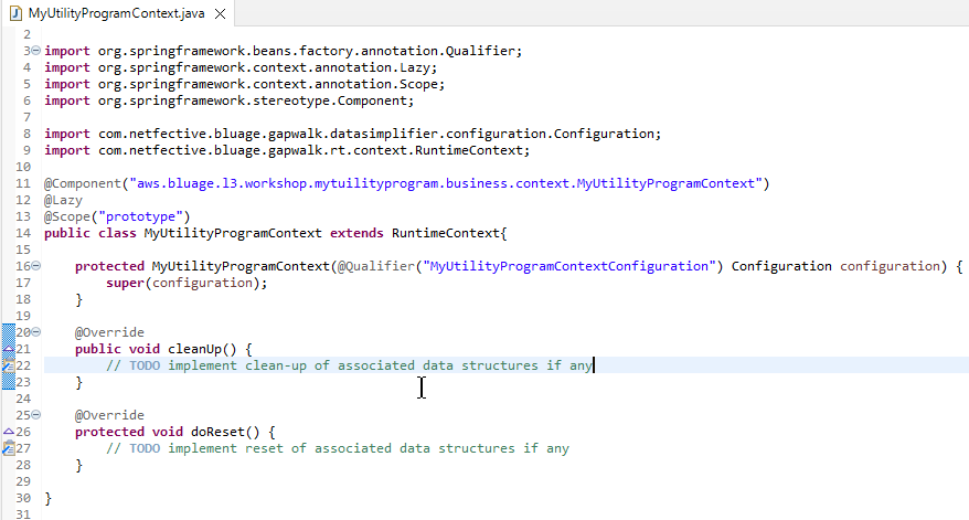 Nouveau contexte de programme dans un fichier Java.