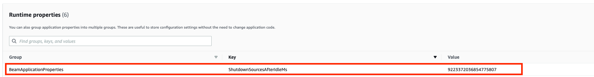 Défini sur shutdownSourcesAfter IdleMs Long.MAX_VALUE