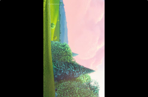 La vidéo est pivotée de sorte que le haut de l'image avant la rotation soit parallèle au bord droit de l'image vidéo après la rotation. Les bandes verticales noires situées à droite et à gauche illustrent la différence de proportion entre la vidéo d'origine et la vidéo après la rotation.