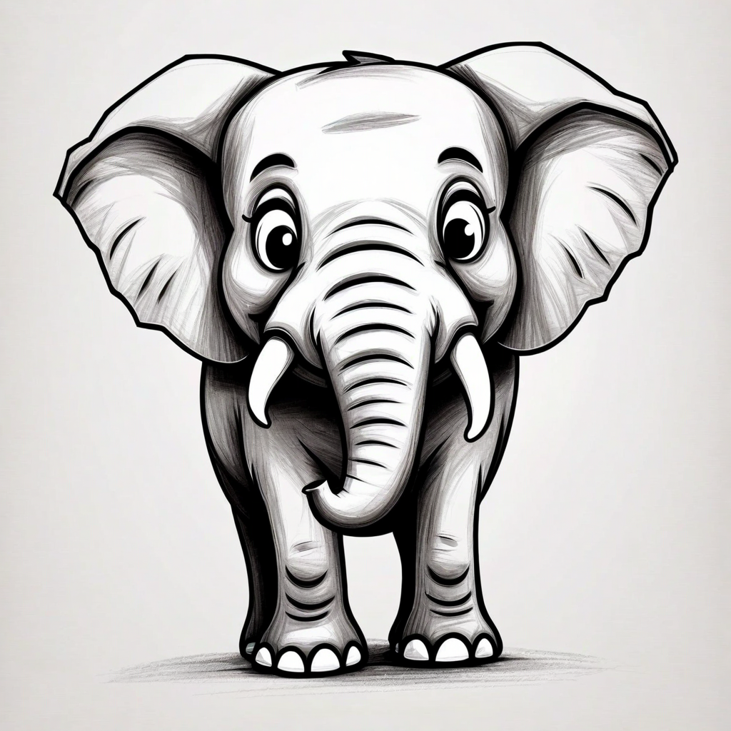 L’image représente un éléphant dans le style esquisse de conception.