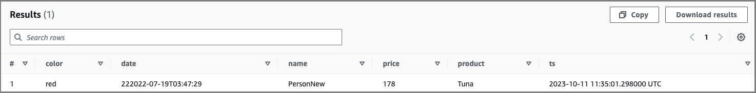 Exemple d'entrée provenant d'une instruction INSERT