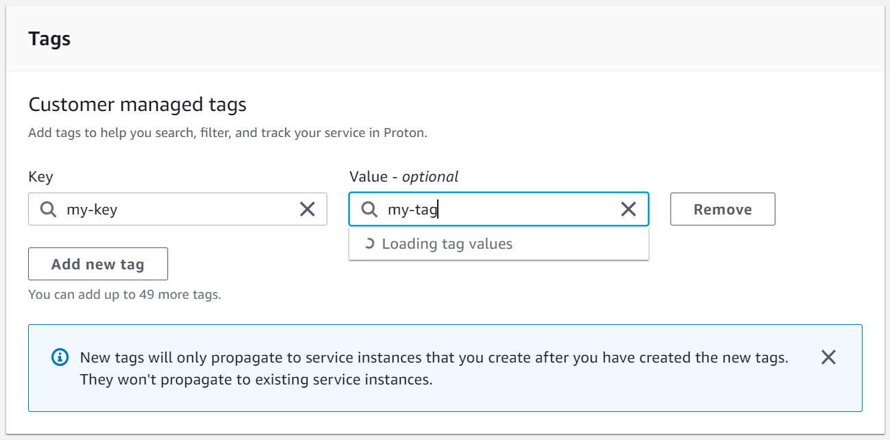 Un instantané de l'interface de création de balises de la console.