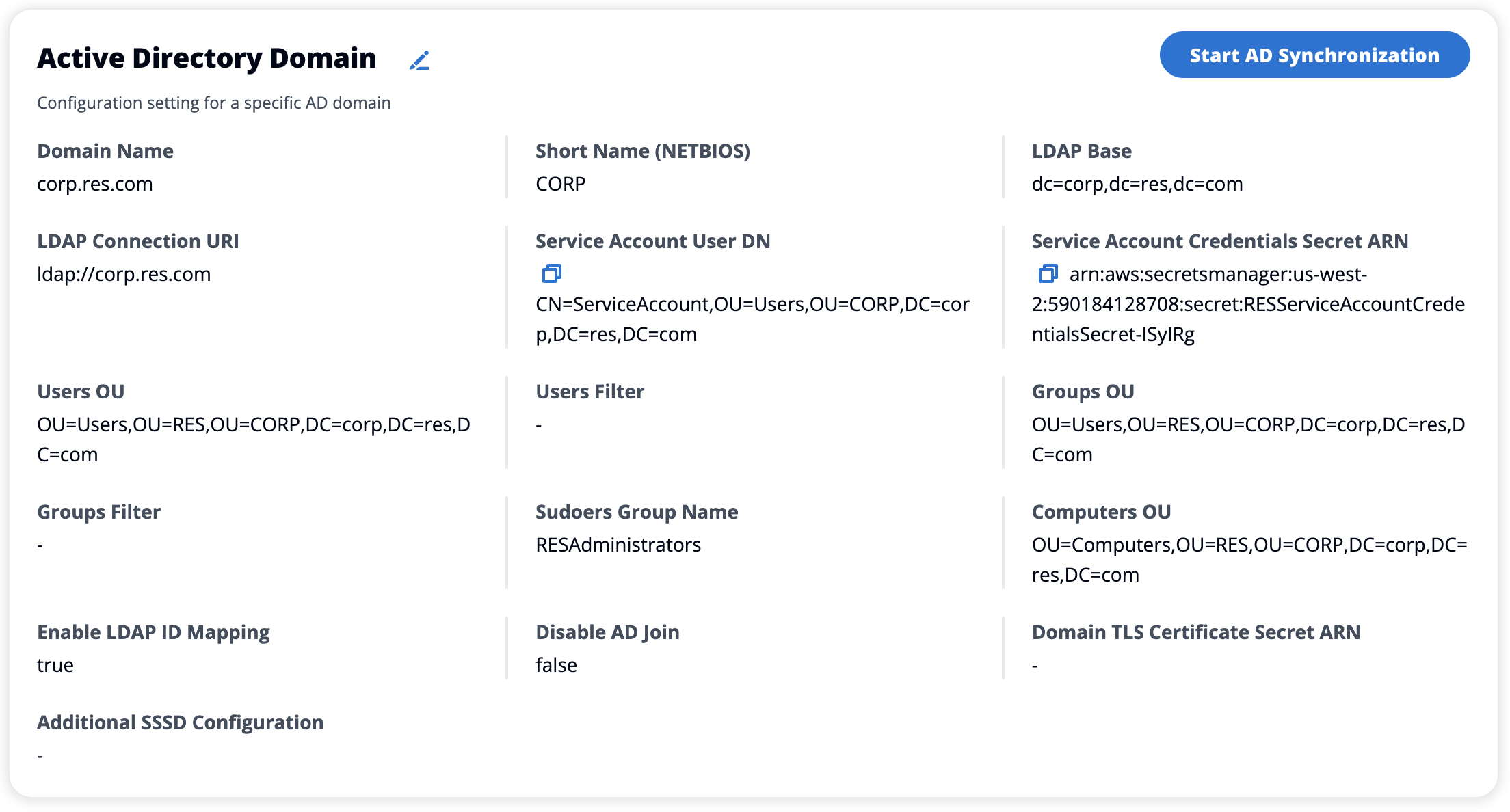 Configurations de domaine Active Directory