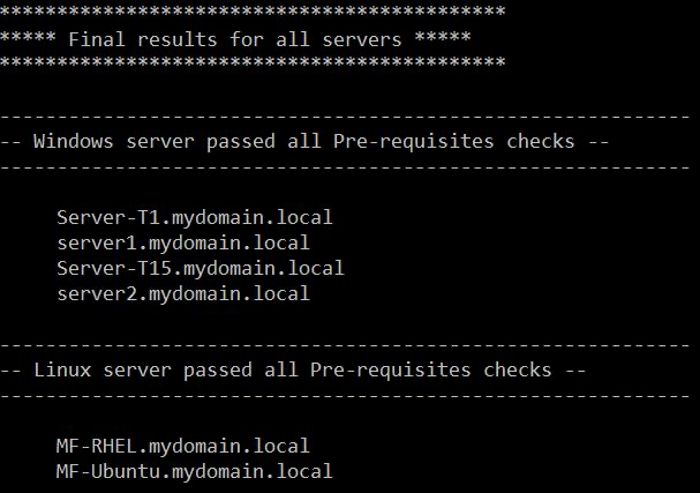 résultat final du script