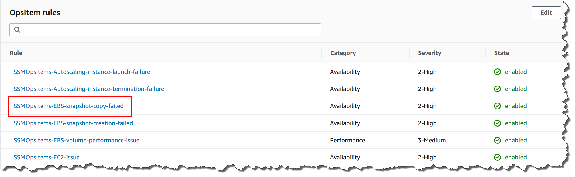 Choix d'une EventBridge règle Amazon pour ajouter un bloc de notifications Amazon SNS.