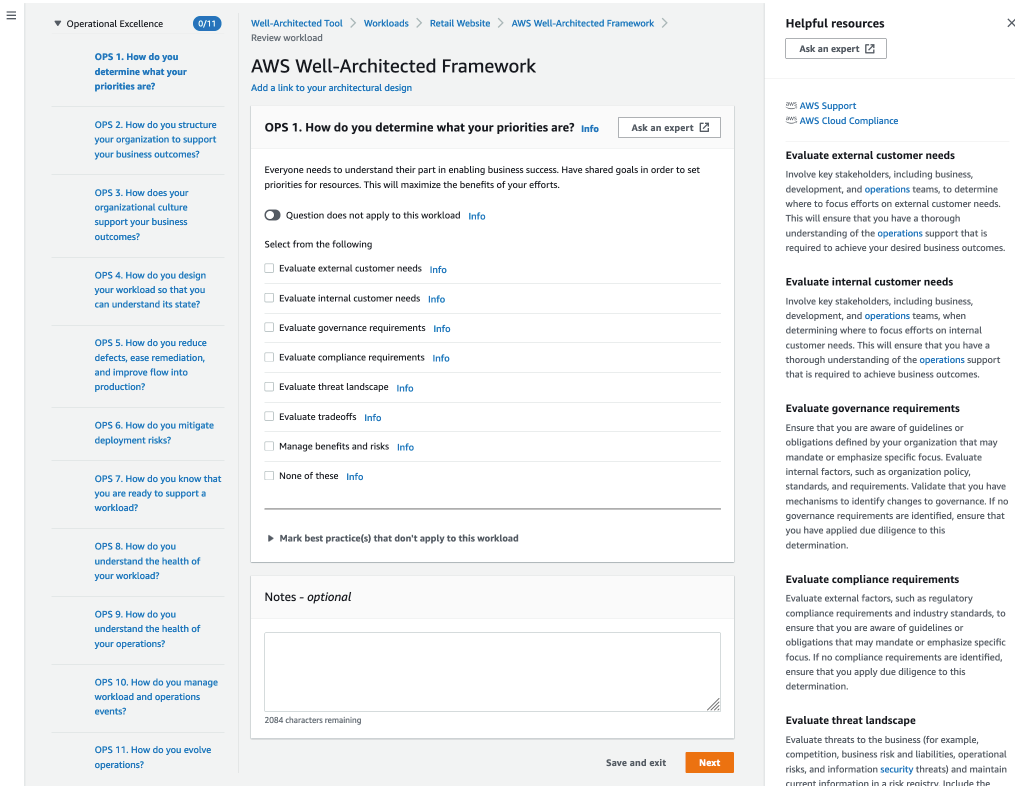 Image affichant la section questions-réponses d'un examen d'une charge de travail.
