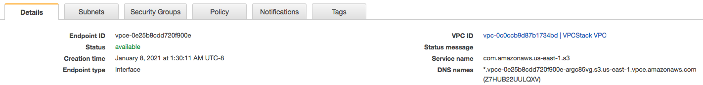 Tab Detail di konsol VPC.