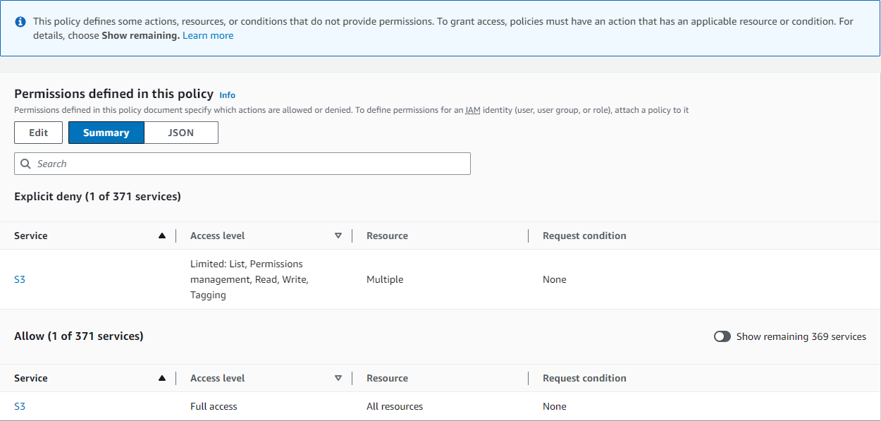 Gambar dialog ringkasan kebijakan