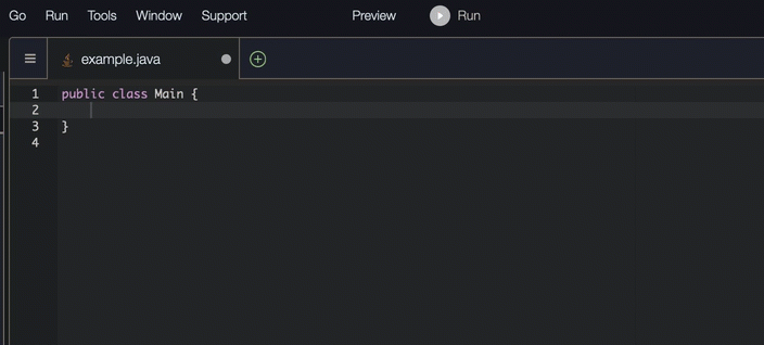 Contoh fitur penyelesaian satu baris.