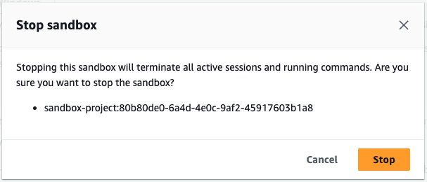 Kotak dialog stop sandbox.
