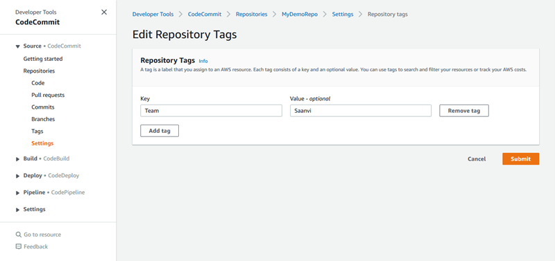 Menambahkan sebuah tanda ke repositori