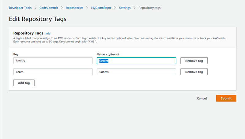 Mengedit nilai tag untuk repositori