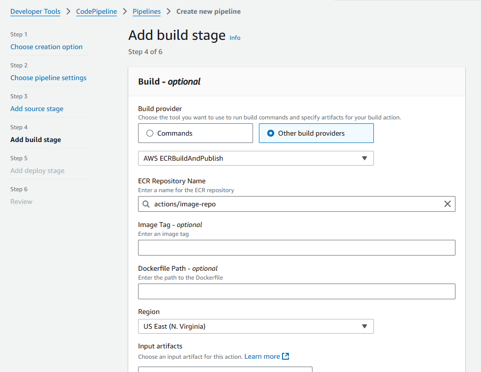 Tambahkan tindakan build Amazon ECR ke pipeline Anda.