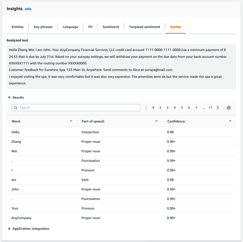 Tampilan konsol dari hasil analisis sintaks.