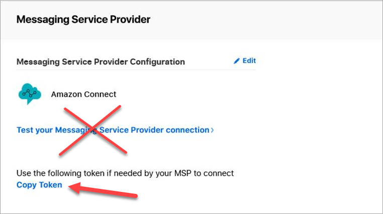 Halaman penyedia layanan pesan., tautan token salin.