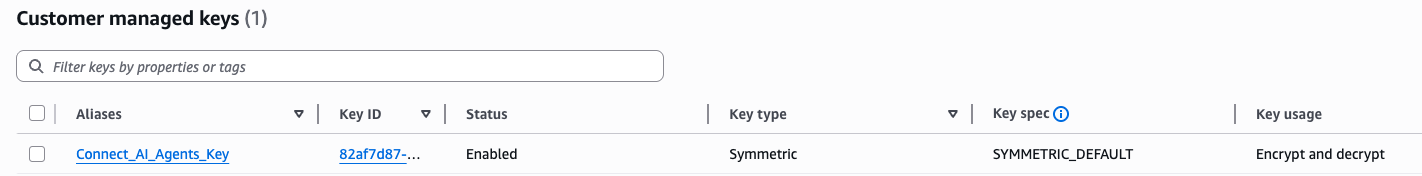 Halaman kunci terkelola Pelanggan yang menampilkan kunci tipikal.