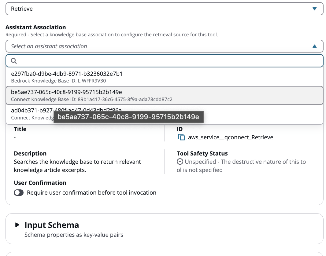 Memilih asosiasi asisten untuk alat pengambilan.