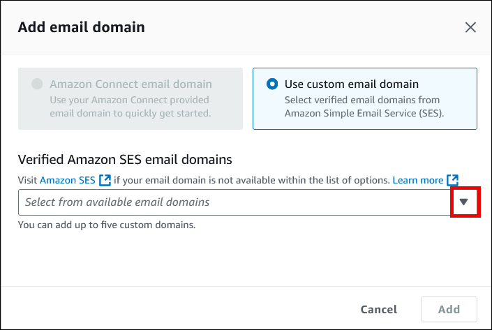 Opsi Gunakan domain email kustom.