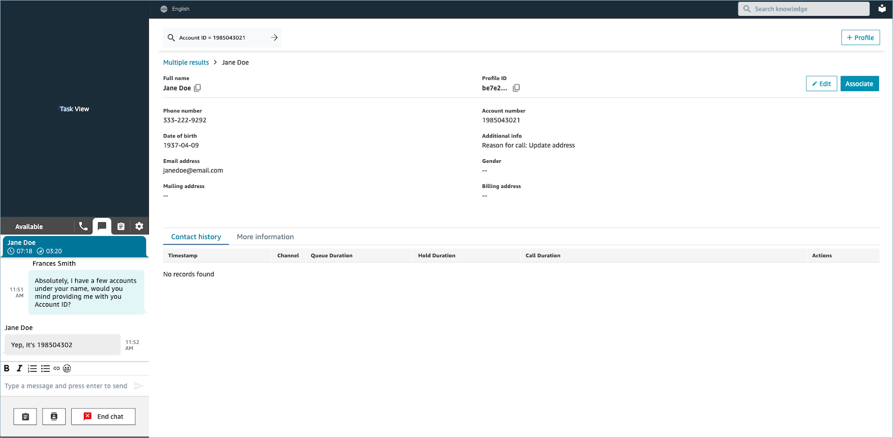 Hasil autopopulated di beberapa profil untuk panggilan atau obrolan yang sama.