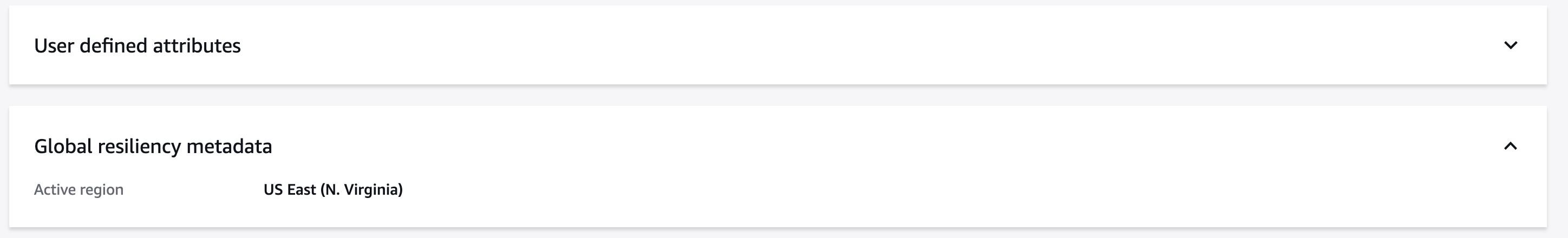 Halaman detail kontak yang menampilkan bagian metadata ketahanan global dengan informasi Wilayah aktif.