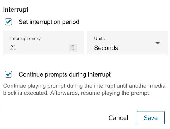 Loop meminta widget opsi interupsi.