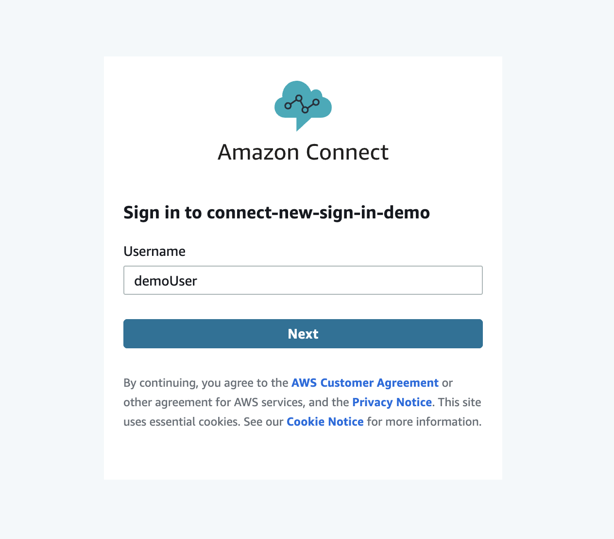 Halaman login baru yang menampilkan bidang nama pengguna.