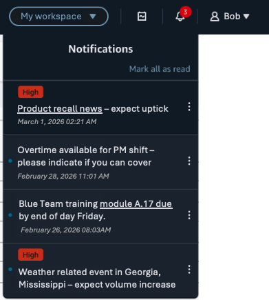 Widget notifikasi yang menampilkan notifikasi pengguna.