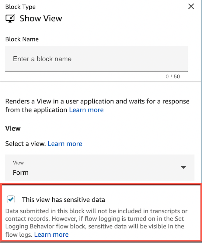 Kotak centang tampilan data sensitif.