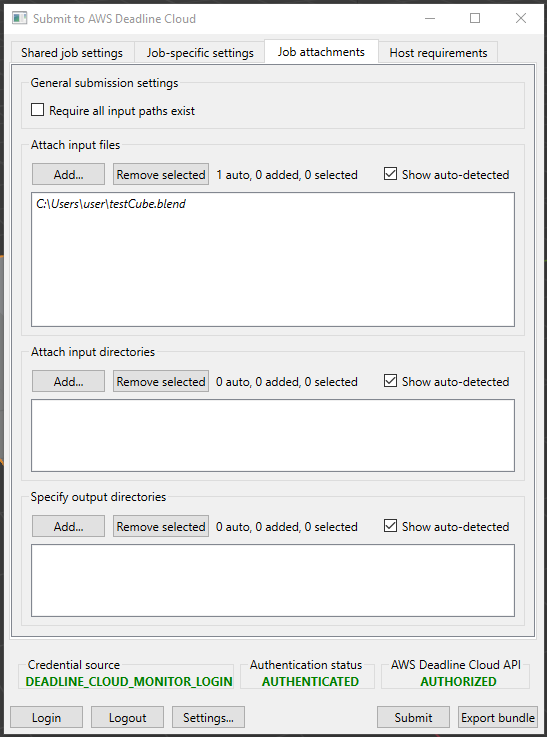 Tab lampiran pekerjaan bersama dari Blender pengirim.