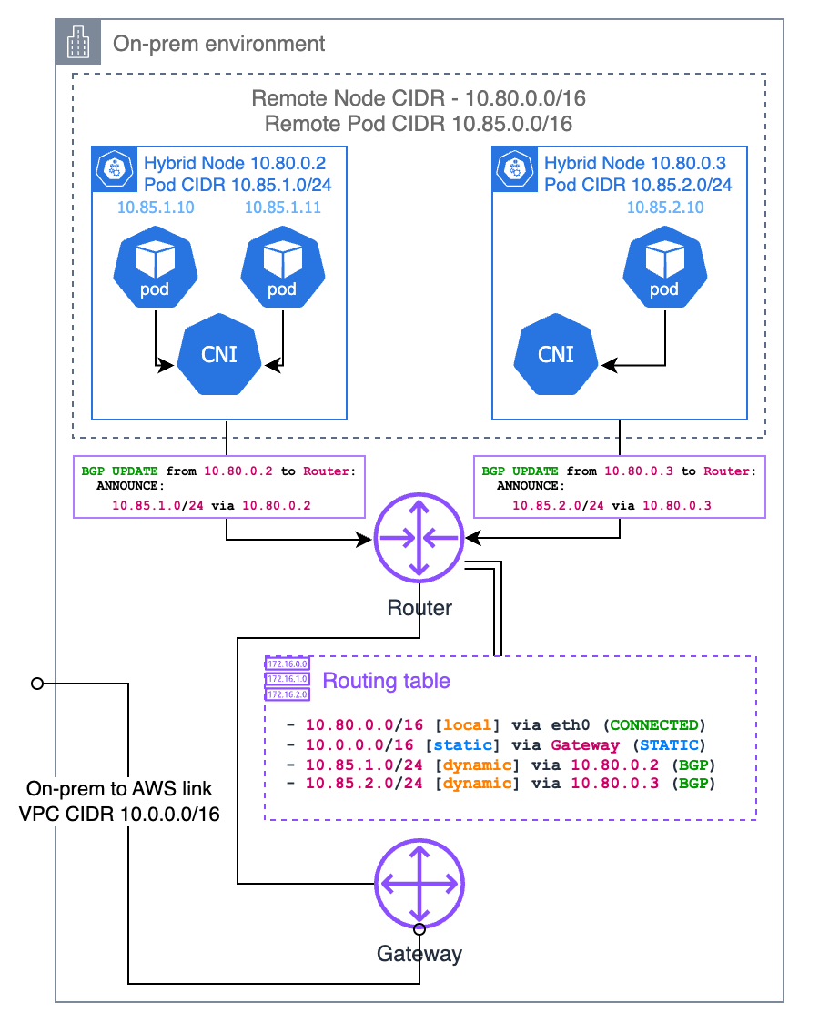 Perutean BGP node hibrid