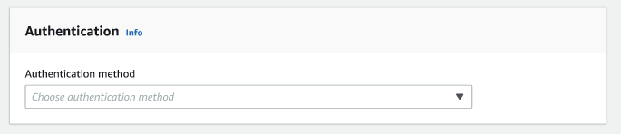 Tangkapan layar menunjukkan menu drop-down untuk memilih metode otentikasi Kafka.