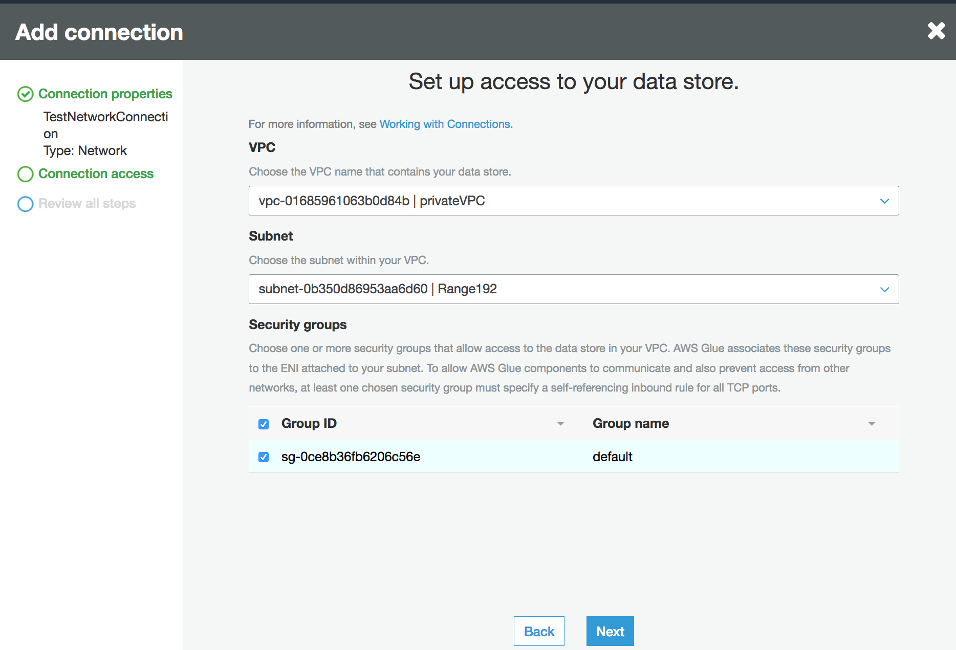 Memilih jenis koneksi.