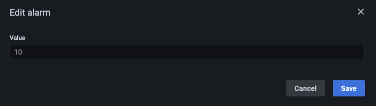 Kotak dialog Edit alarm dengan tombol Batal dan Simpan.