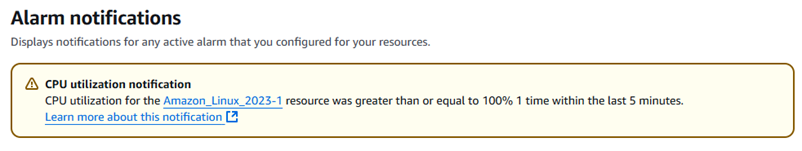 Menampilkan contoh pemberitahuan untuk alarm aktif.