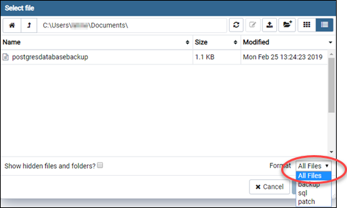 Mengimpor file backup.